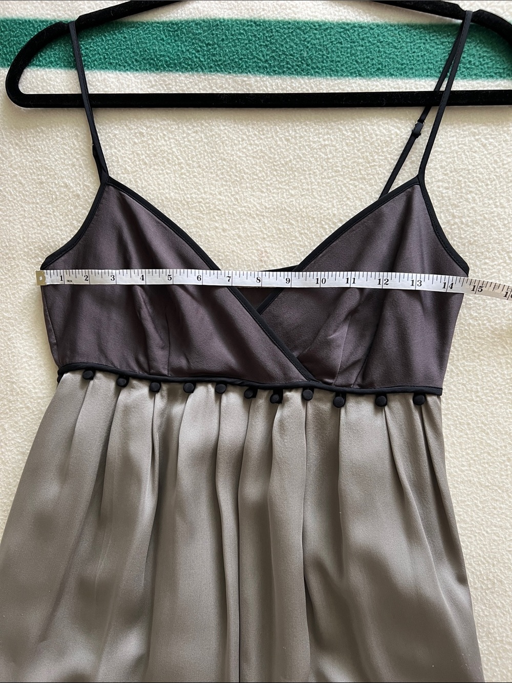 MINT ARNOLD GRAY & YELLOW SILK WITH POM POMS SLIP DRESS SIZE US 4 - Picture 10 of 12